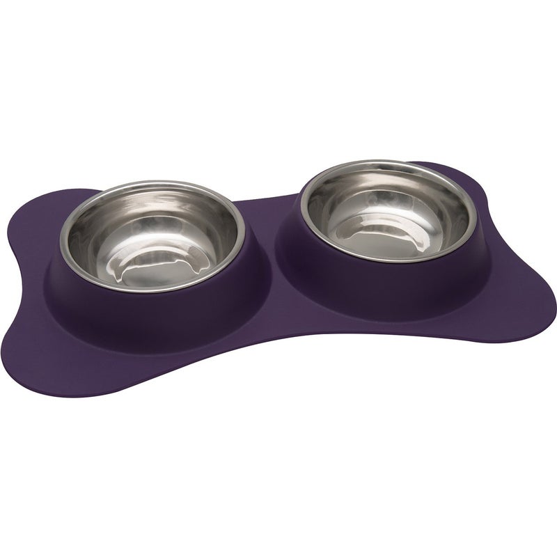 Loving Pets Bone Shaped Flex Diner for Dogs, Plum Small